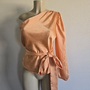Elegant One-Shoulder Peach Top